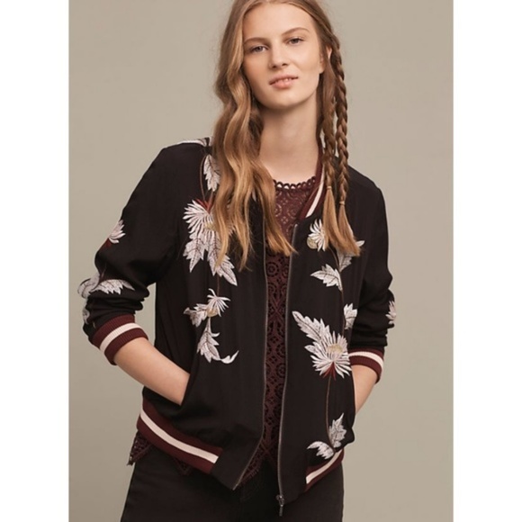 Anthropologie Embroidered Solstice Bomber S EUC - Picture 6 of 6